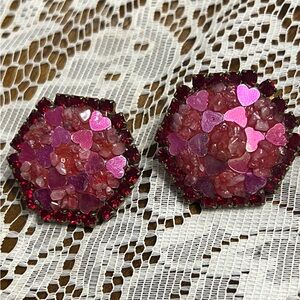 Michele Sugar “Hearts Afire” 1980s vintage clip earrings